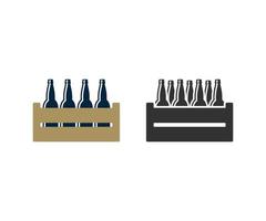 Crate with beer bottles icon isolated over white vector