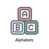 Alphabets Vector Fill outline Icons. Simple stock illustration stock