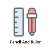 Pencil And Ruler Vector Fill outline Icons. Simple stock illustration stock