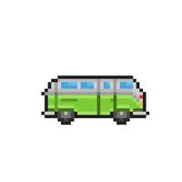 camper car in pixel art style vector