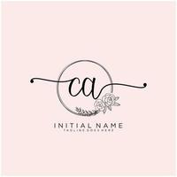 Initial CA feminine logo collections template. handwriting logo of initial signature, wedding, fashion, jewerly, boutique, floral and botanical with creative template for any company or business. vector