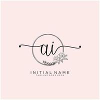 Initial AI feminine logo collections template. handwriting logo of initial signature, wedding, fashion, jewerly, boutique, floral and botanical with creative template for any company or business. vector