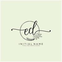 Initial ED feminine logo collections template. handwriting logo of initial signature, wedding, fashion, jewerly, boutique, floral and botanical with creative template for any company or business. vector