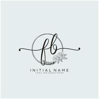 Initial FB feminine logo collections template. handwriting logo of initial signature, wedding, fashion, jewerly, boutique, floral and botanical with creative template for any company or business. vector