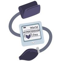 World Hypertension Day vector illustration.Vector  tonometer with pulse heart.17th of May.