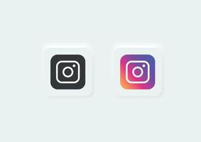 instagram icono de moda neumorfismo estilo, neumorfo instagram logo icono vector ilustración