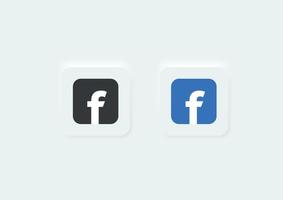 Facebook icon trendy neumorphism style, neumorphic facebook logo icon vector illustration