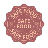 Food Safety Icons, Safe Food Badge, Seal, Tag, Label, Sticker, Emblem Vector Illustration With Grunge Effect