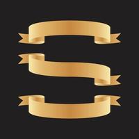 Golden Realistic Ribbons Banner Set Vevtor Illustration For Celebrating Winner Award, Anniversary, Birthday, Party, Holiday, Event , Sale, Promotion, etc vector