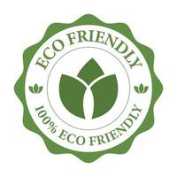 100 Percent Eco Friendly Badge, Logo, Emblem, Icon, Seal, Label, Symbol, Sign, Tag With Leaves Vector Illustration