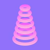 Pyramid of rings. Abstract poster with colorful 3d rings. Geometric gradient background in minimal style. Vector clipart