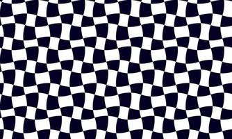 Black and white pattern of a curved chessboard in flat style for printing and decoration. Vector illustration.