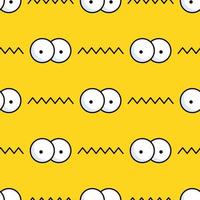 Cartoon eye pattern on yellow background for print and design. Vector illustration.
