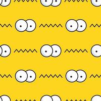 Cartoon eye pattern on yellow background for print and design. Vector illustration.