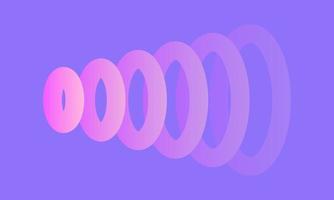 Abstract poster with colorful 3d rings. Smooth gradient background in minimal style. Sound fade visualization. Vector clipart