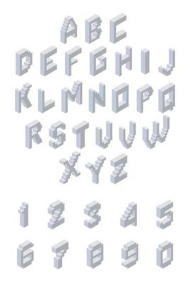 Gray alphabet in isometry with numbers. Vector clipart