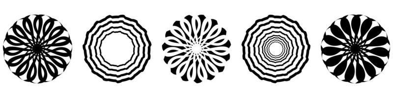 Icon set of Spiral and rotation circle design elements. Flat vector illustration