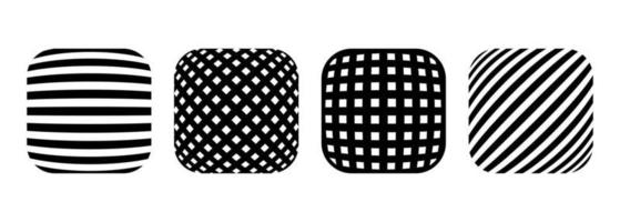 Set of Decorative Dotted rounded square shape with geometric pattern isolated. Vector illustration