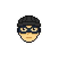 robbery head in pixel art style vector