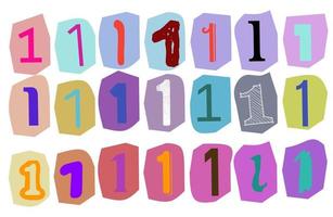 Number 1 - Ransom note Animation paper cut on green screen vector