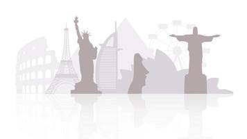 world landmarks silhouettes vector