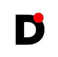 D letter with red dot company monogram. D icon. vector