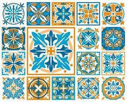 Moroccan azulejo tile patterns, majolica ornament vector