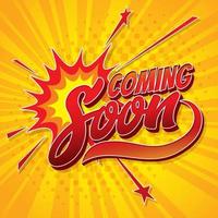 Coming soon halftone cartoon banner or background vector