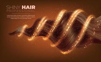 Woman hair protect shampoo, brown strand wave curl