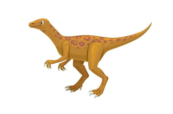 Cartoon eoraptor dinosaur character, carnivore