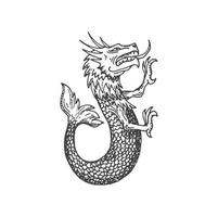 Heraldic animal, Medieval map sea monster sketch vector