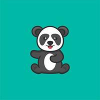 linda panda sentado logo diseño vector