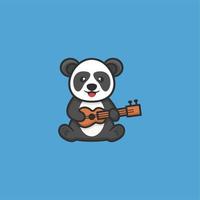 cute panda sitting logo design vector