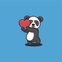 cute panda standing logo design vector