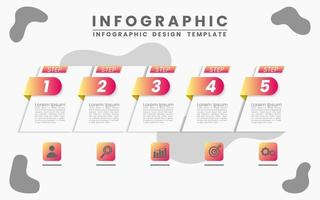 Infographic template design with icons and 5 options or steps. square template design. Presentation business infographic template. Illustration vector 10 eps.