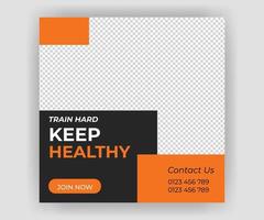 Fitness social media post template free download vector