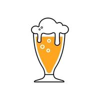 Beer glass colored icon isolated on white background. Beer Symbol. Vector Design Illustration. Outline style.