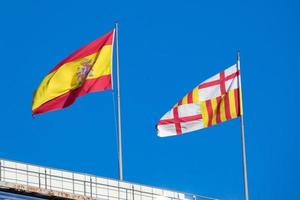 Flags of different countries and sports teams, flags with different coloured stripes. photo