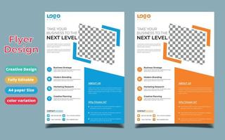 Business brochure flyer design layout template in A4 size, with blur background, vector