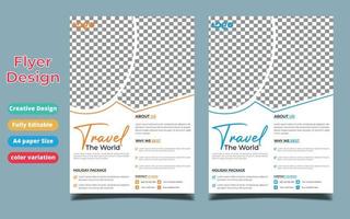 Travel sale social media banner post template design with agency logo, icon and abstract background for travelling business marketing. Summer beach holiday online promotion poster vector