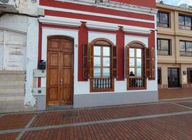 windows of urban buildings in the canary islands photo