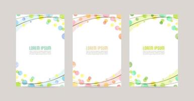 Vector card design template with colorful watercolor bubbles, gold lines