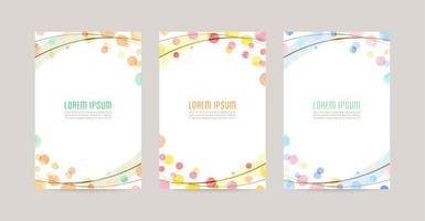 Vector card design template with colorful watercolor bubbles, gold lines