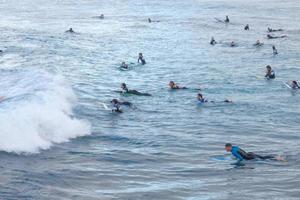 Surf school on an ocean beach photo