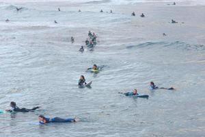 Surf school on an ocean beach photo