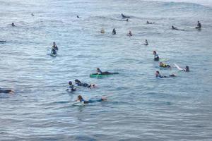 Surf school on an ocean beach photo