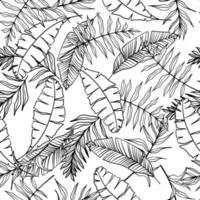 Seamless tropical leaves vector. Palm leaves background vector