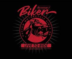 American Biker Illustration Art Vector T-shirt Design