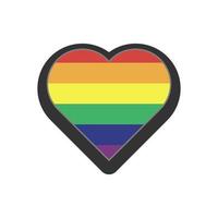 Rainbow flag in heart shape. Pride LGBTQ love. Lesbian, gay, bisexual, transgender, queer symbol. Flat icon isolated on white background vector