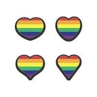 Lgbt rainbow flag in hearts shape. Gay, Lesbian, Bisexual, Trans, Queer pride love symbol of sexual diversity vector